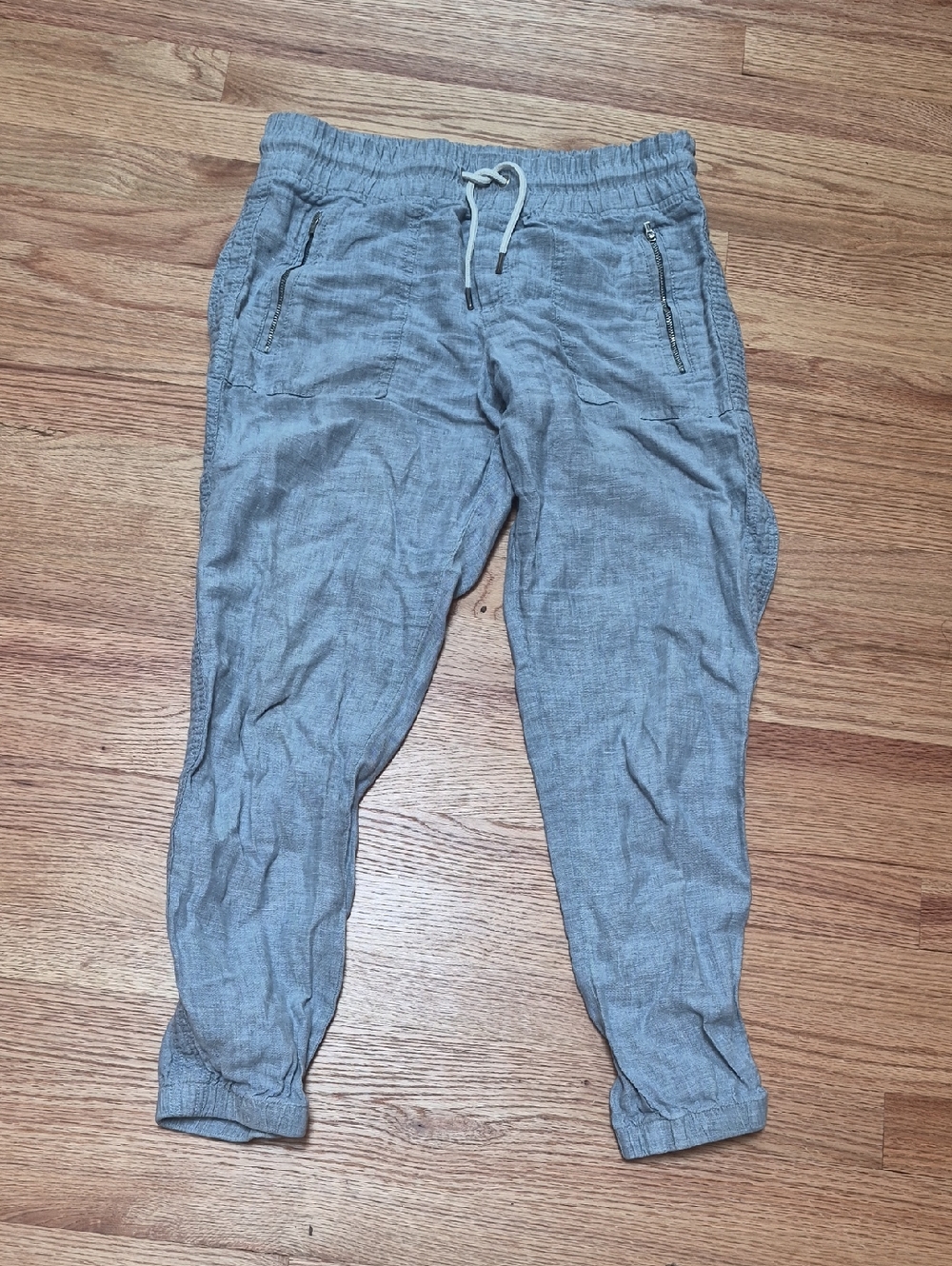 Athleta Light Blue Linen Drawstring Jogger Pants